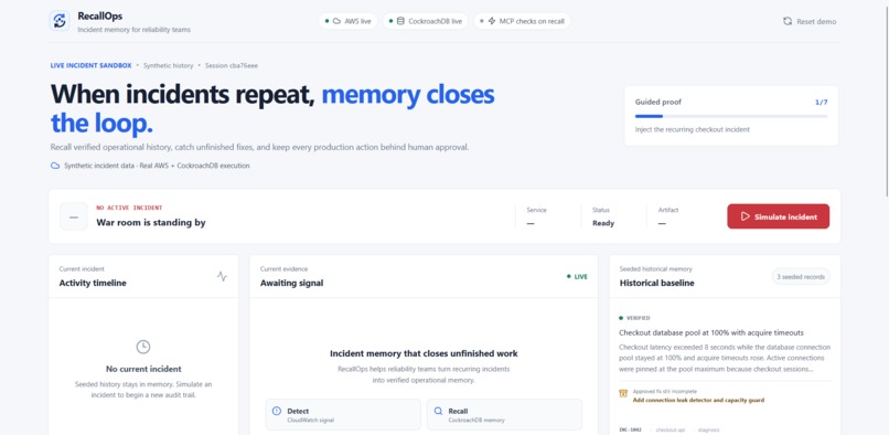 RecallOps — Incident memory that closes unfinished work – screenshot 1