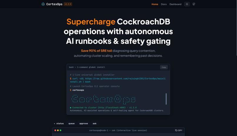 CortexOPS: AI agent for CockroachDB with memory. – screenshot 1