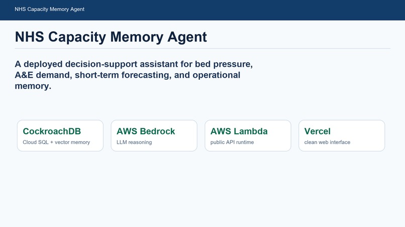 NHS Capacity Memory Agent – screenshot 2
