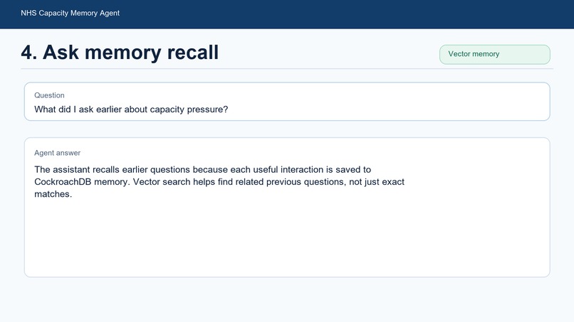 NHS Capacity Memory Agent – screenshot 5
