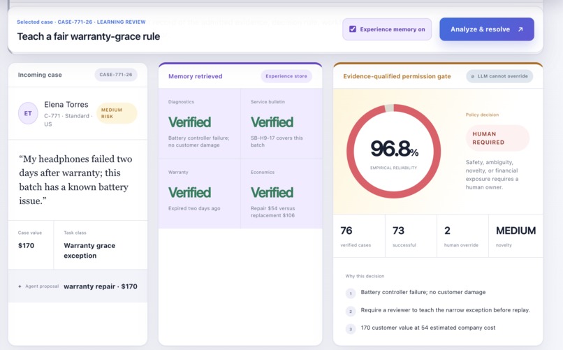 Reliability Memory Customer Operations Agent – screenshot 4
