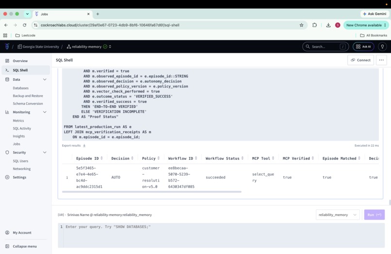 Reliability Memory Customer Operations Agent – screenshot 5