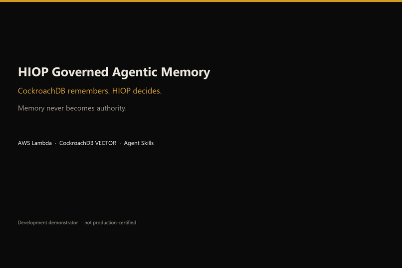 HIOP Governed Agent Memory – screenshot 2