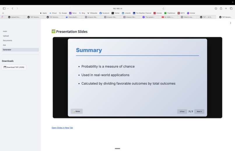 Teacher knowledge package – screenshot 2