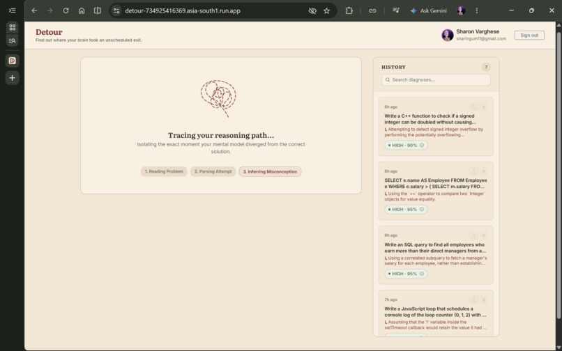 Detour: Cognitive Wrong-Turn Diagnosis Engine – screenshot 3