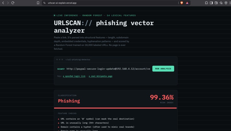 URLScan AI — Phishing Detector with an AI Explanation Layer – screenshot 1