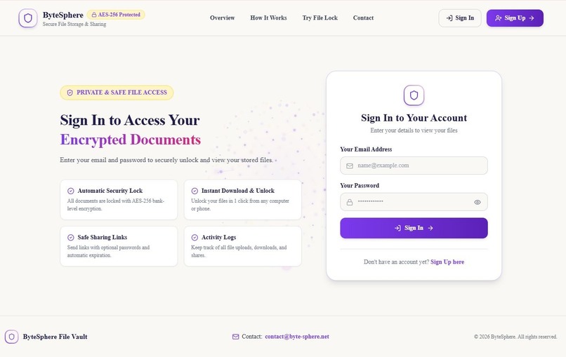 ByteSphere File Vault – screenshot 1