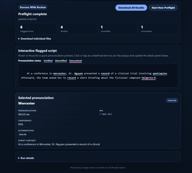 Pronunciation Preflight Agent – screenshot 2