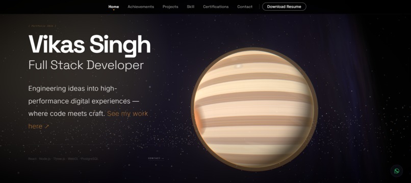 CosmicFolio – Interactive 3D Space Portfolio – screenshot 1