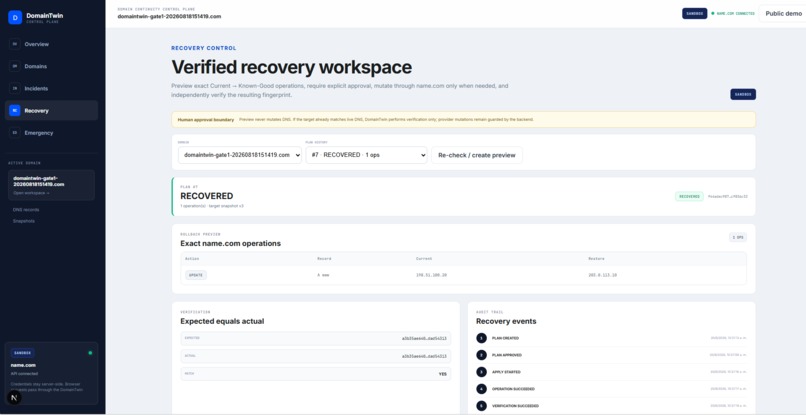 DomainTwin AI: Verified DNS Recovery – screenshot 2