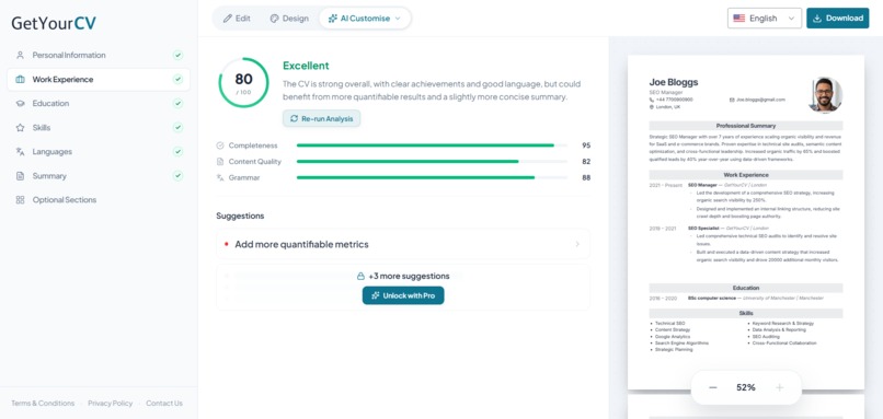 GetYourCV – screenshot 1