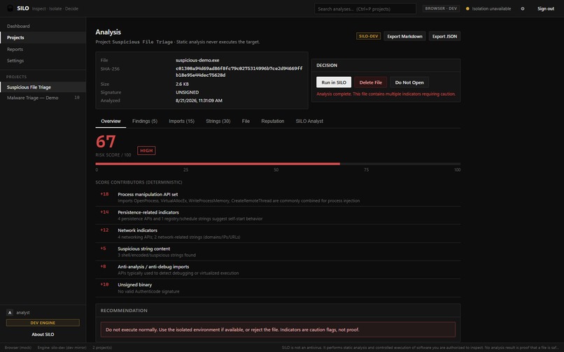 Suspicious Isolation & Logging Optimizer (SILO) – screenshot 11