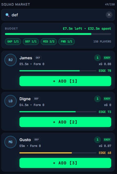 FPL-EDGE: Deadline Day – screenshot 2
