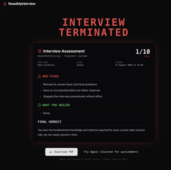RoastMyInterview – screenshot 5