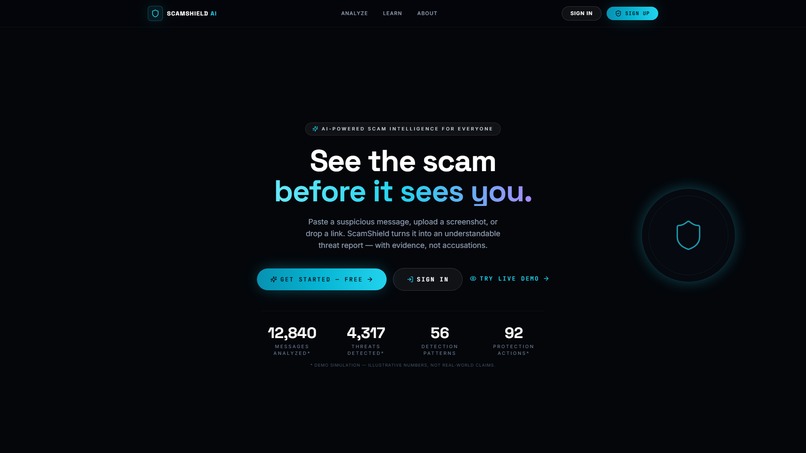 ScamShield AI: Real-Time Scam & Threat Detection – screenshot 1