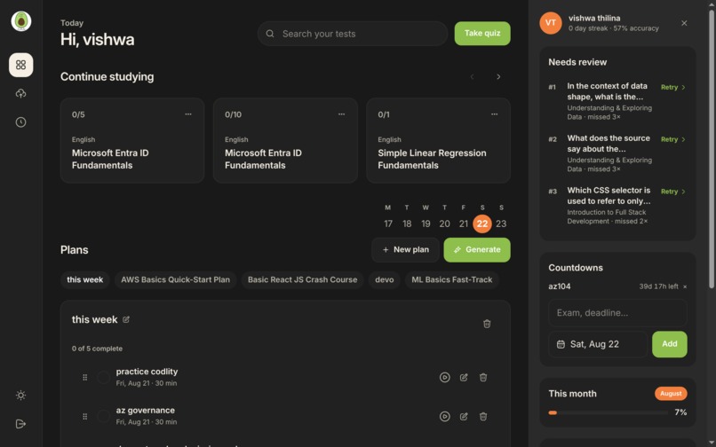 Cado AI: Smart Notes & Quizzes – screenshot 1