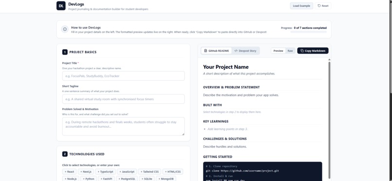 Devlogger – screenshot 1