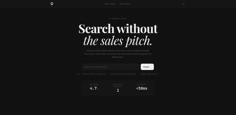 Unspun: Search Without Sales Pitch – screenshot 1