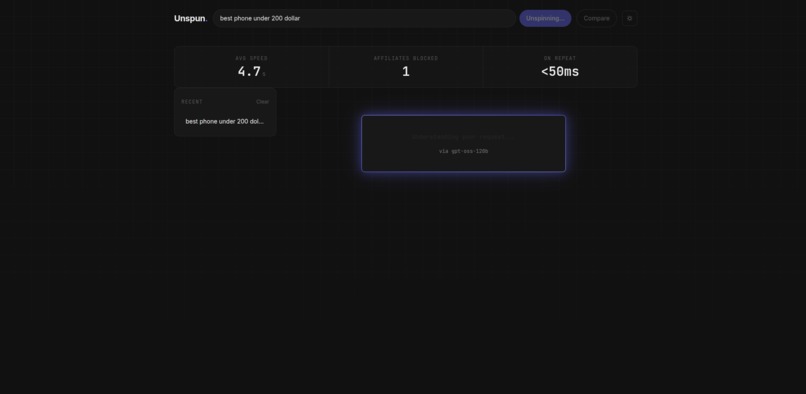 Unspun: Search Without Sales Pitch – screenshot 2