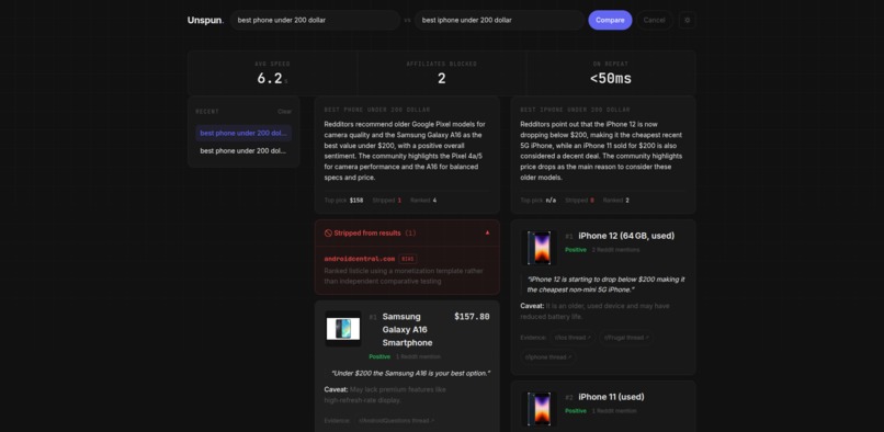 Unspun: Search Without Sales Pitch – screenshot 4