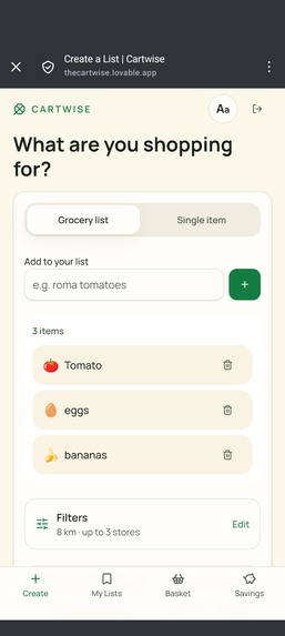 CartWise – screenshot 2