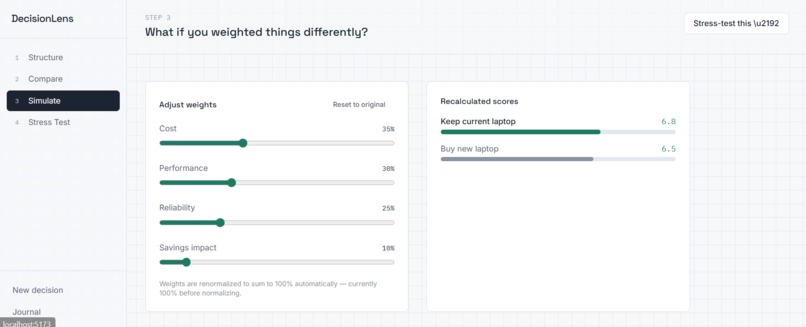 DecisionLens – screenshot 4