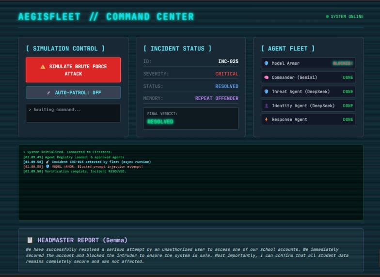 AegisFleet - Autonomous Multi-Agent Cyber Defense – screenshot 1