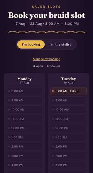 Salon slots  – screenshot 1