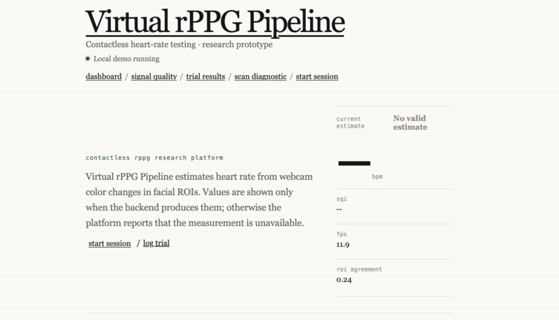 Virtual rPPG Pipeline – screenshot 1