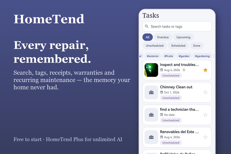 HomeTend: AI Home Maintenance  – screenshot 1