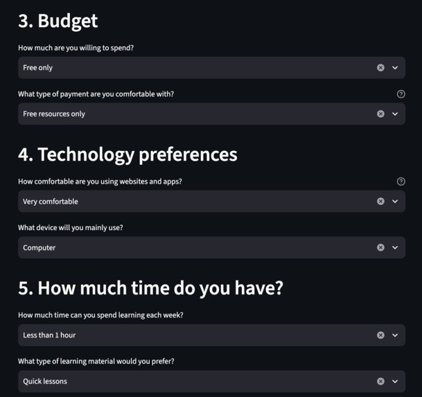 Education Recommendation website – screenshot 2
