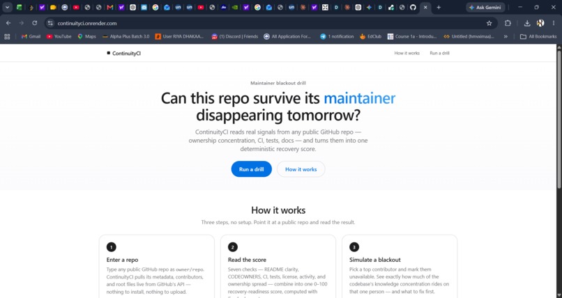 ContinuityCI – screenshot 1