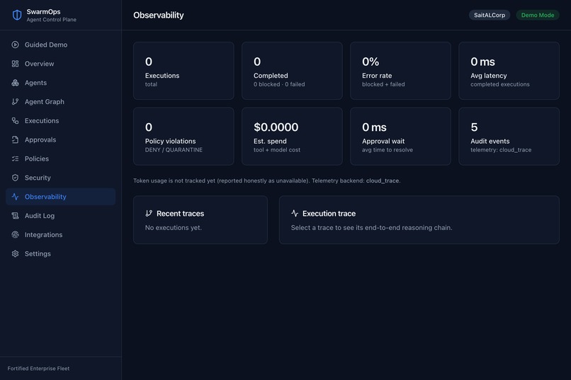 SwarmOps — Enterprise Agent Control Plane – screenshot 9