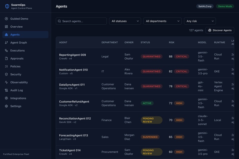 SwarmOps — Enterprise Agent Control Plane – screenshot 10