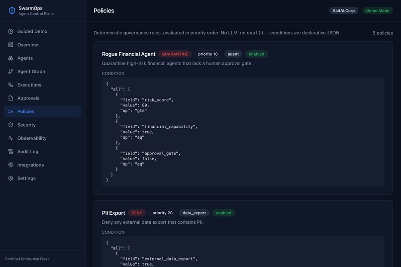 SwarmOps — Enterprise Agent Control Plane – screenshot 11