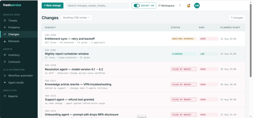 Docket — AI-Native Change Governance – screenshot 1