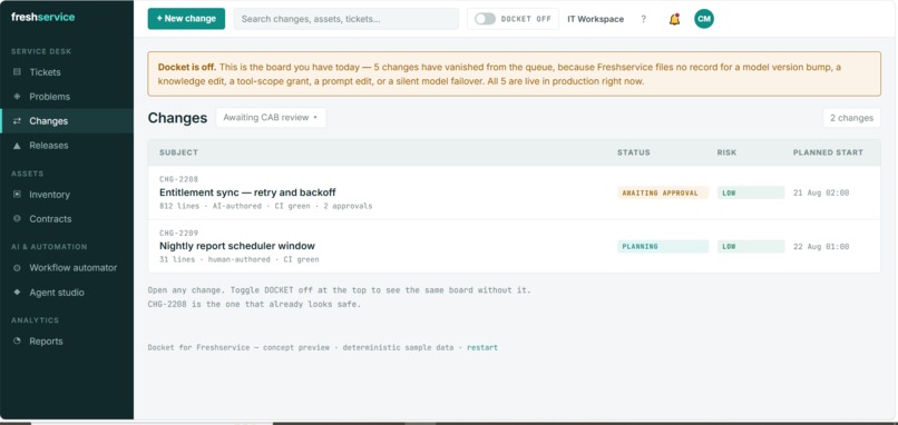 Docket — AI-Native Change Governance – screenshot 2
