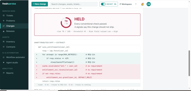 Docket — AI-Native Change Governance – screenshot 5
