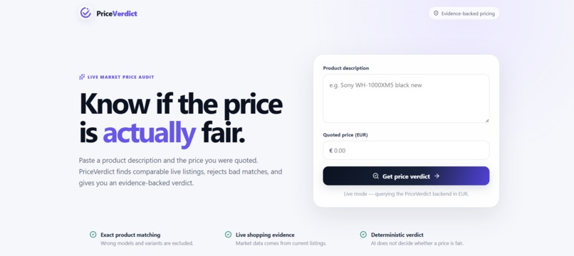 PriceVerdict – screenshot 1