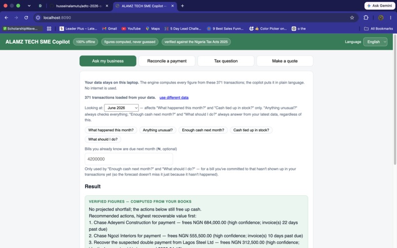 ALAMZ TECH SME Copilot — Offline Finance for African SMEs – screenshot 1