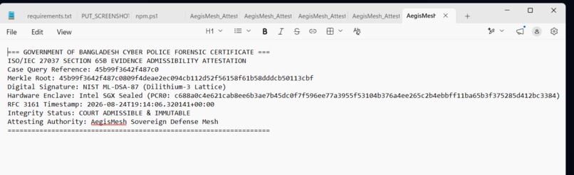 AegisMesh: Sovereign Cyber-Forensic Grid – screenshot 5