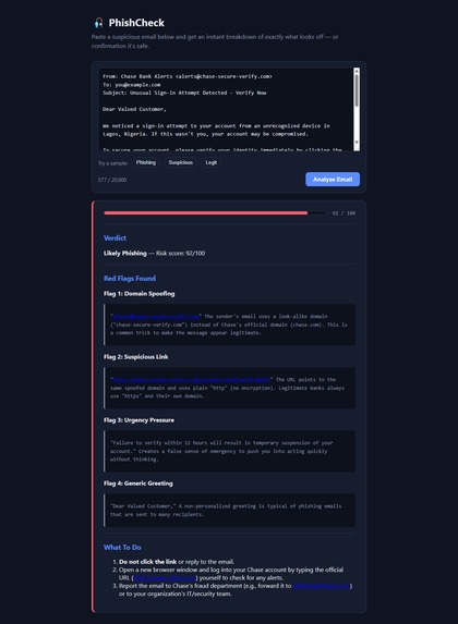 PhishCheck – screenshot 2