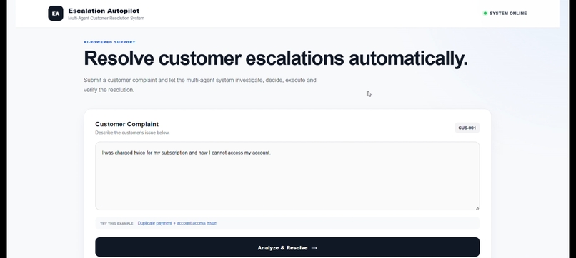 Customer Escalation Autopilot – screenshot 1