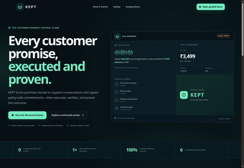 KEPT - Every customer promise, executed and proven. – screenshot 2