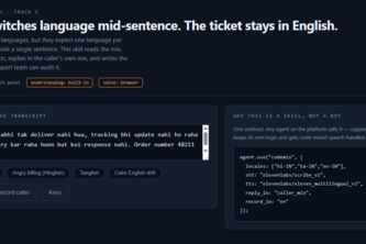 Codemix Skill — code-mixed support calls, English tickets