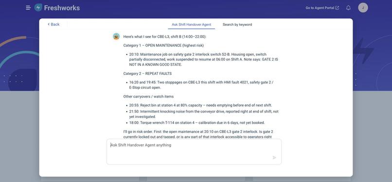 Shift Handover Intelligence - Freshservice AI Agent Studio – screenshot 1