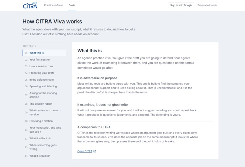 CITRA Viva: Agentic AI Thesis Defense Simulator – screenshot 4