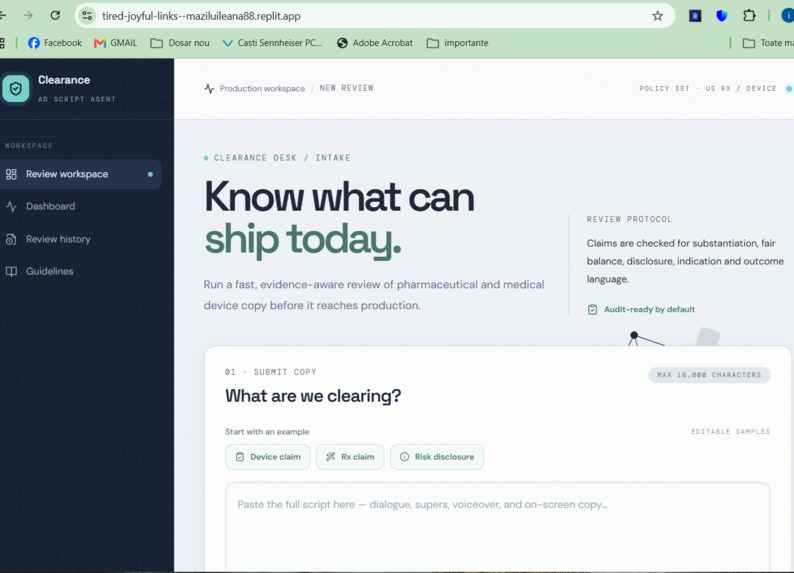 Ad Script Clearance Agent – screenshot 1