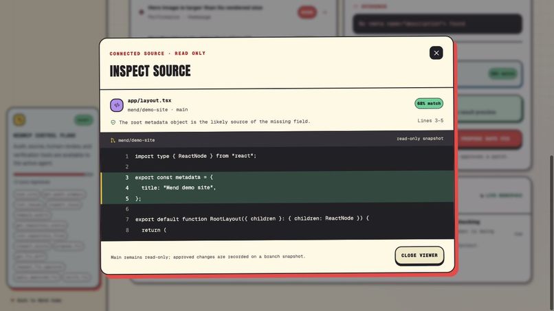 Mend: Safe, verified website repairs with WebMCP – screenshot 3