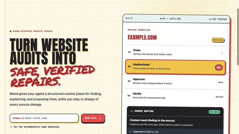 Mend: Safe, verified website repairs with WebMCP – screenshot 4